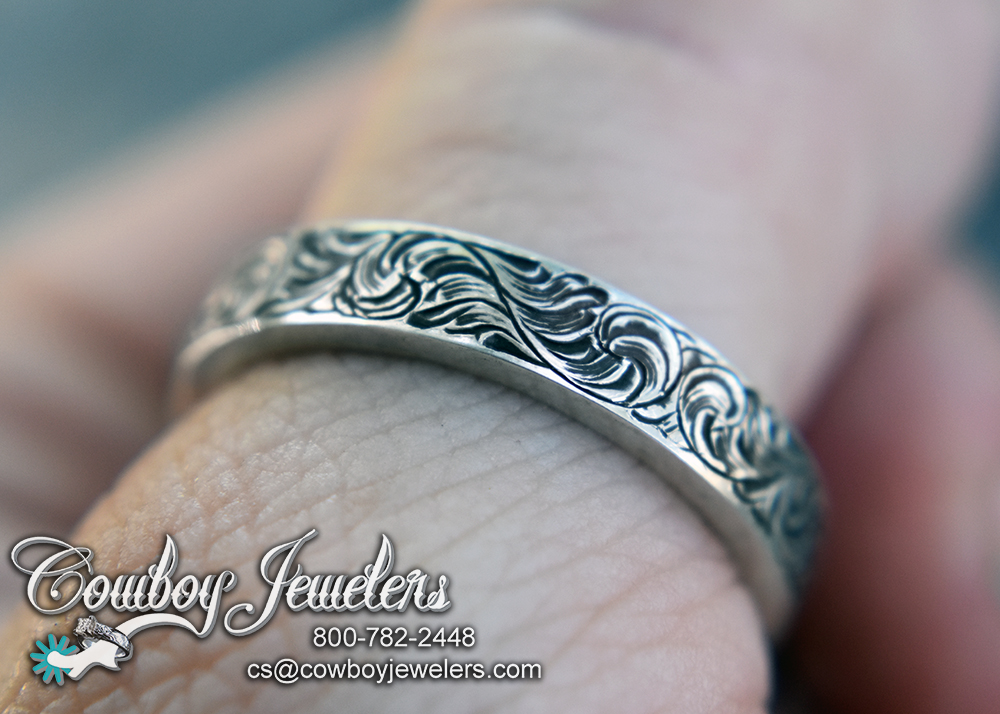 The Daisy: Antiqued Western Engagement Ring in Sterling Silver or White  Gold With Beautiful Hand-engraved Details - Etsy